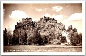 West View Ragged Rock Formation Near Tomah Wisconsin WI Real Photo RPPC Postcard