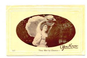 Vintage Romantic Couple, Woman with Large Umbrella, You Know Series