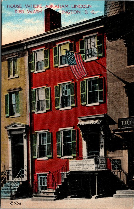 Vtg 1910s House Where Abraham Lincoln Died Washington DC Postcard