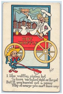 Bishop Artist Signed Postcard Hot Waffle Chef Vendor Little Boy Wagon Toy c1910s