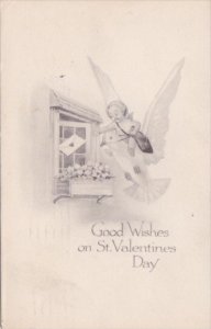 Valentine's Day Cupid Riding Dove Delivering Letter 1920 Gibson