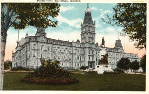 Vintage Postcard 1920's Parliament Buildings Quebec Canada Pub. Valentine & Sons