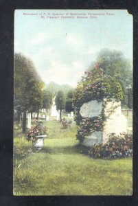 GENEVA OHIO MT. PLEASANT CEMETERY SPENCER MONUMENT PENMANSHIP POSTCARD