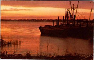 Postcard BOAT SCENE Beaufort South Carolina SC AN8358