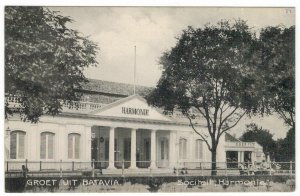 Indonesia 1920 Unused Postcard Batavia Jakarta Harmony Social Club