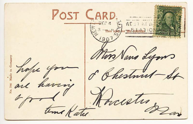 West Newton MA Railroad Station Train Depot Published 1907 Postcard