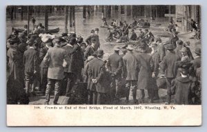 J87/ Wheeling West Virginia Postcard c1907 Flood Disaster Boats People 1043