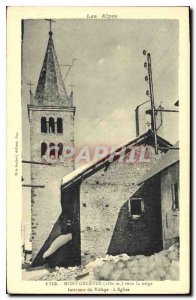 Postcard Old Mount Genevre under snow Interior Village Church