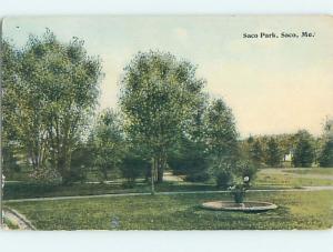 Divided-Back PARK SCENE Saco Maine ME hk8541