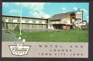 Clayton House Motel Iowa City IA Postcard 5784