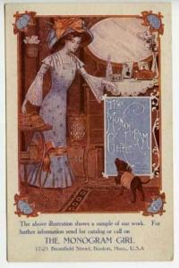 The  \Monogram Girl\ Boston MA Advertising Postcard