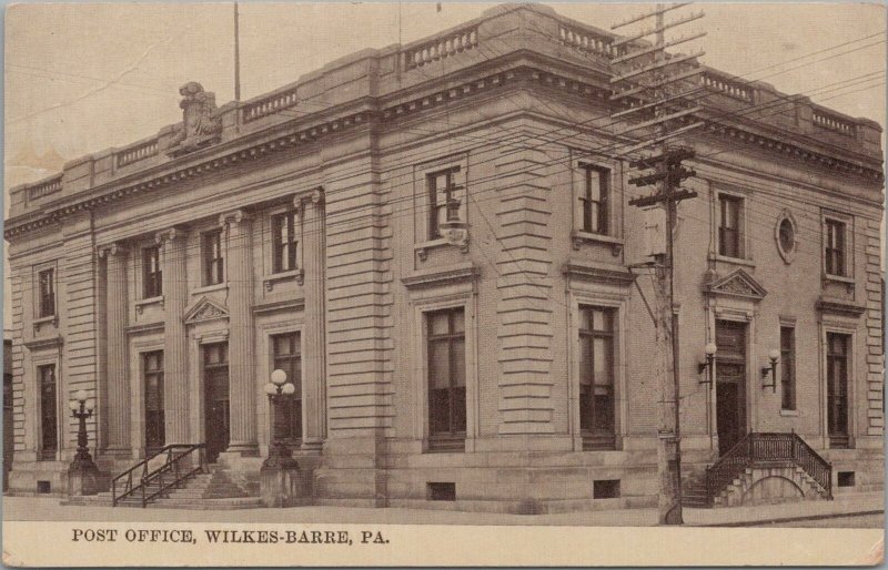 Postcard Post Office Wilkes Barre PA 1915