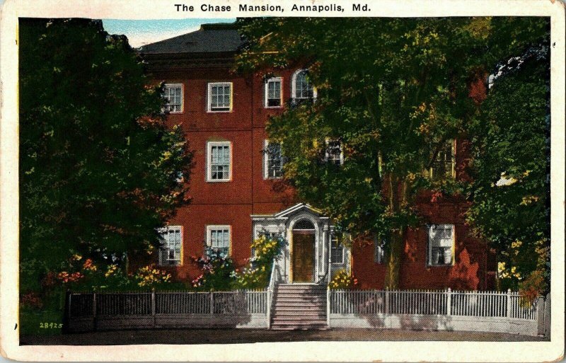 Chase Mansion Annapolis Md Cancel Naval Academy Branch Postcard 1c Stamp UNP 