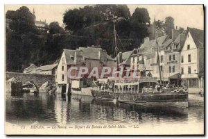 Postcard Old Dinan Rance Saint Malo Boat Depart