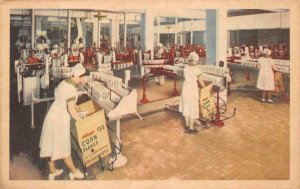 KELLOGG'S CORN FLAKES PACKING ROOM BATTLE CREEK MICHIGAN POSTCARD (c .1920s)