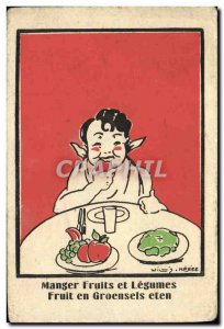 Old Postcard Eat fruits and vegetables