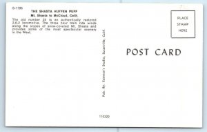 2 Postcards McCLOUD, California CA ~ Train Engine SHASTA HUFFEN PUFF c1960s 