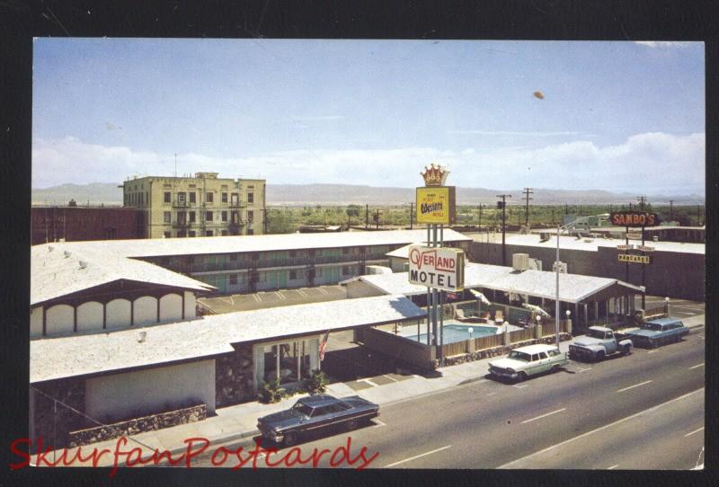 NEEDLES CALIFORNIA ROUTE 66 1960's CARS OVERLAND MOTEL ADVERTISING POSTCARD