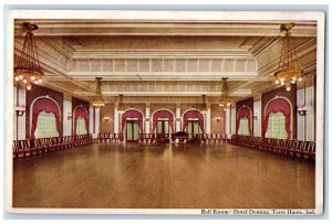 1915 Ball Room Hotel Deming Interior Building Chair Terre Haute Indiana Postcard