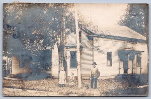 K44/ Portage Wisconsin RPPC Postcard c1910 Home Residence Man 243