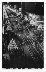 RPPC SANTA CLAUS LANE Hollywood, CA Christmas Lights, Parade c1950s Postcard