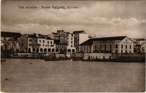 PC CPA AZORES / PORTUGAL, THE ARCADES, PONTA DELGADA, VINTAGE POSTCARD (b13526)