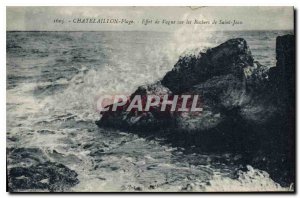 Old Postcard Chatelaillon Plage Wave Effect on St. John Rocks