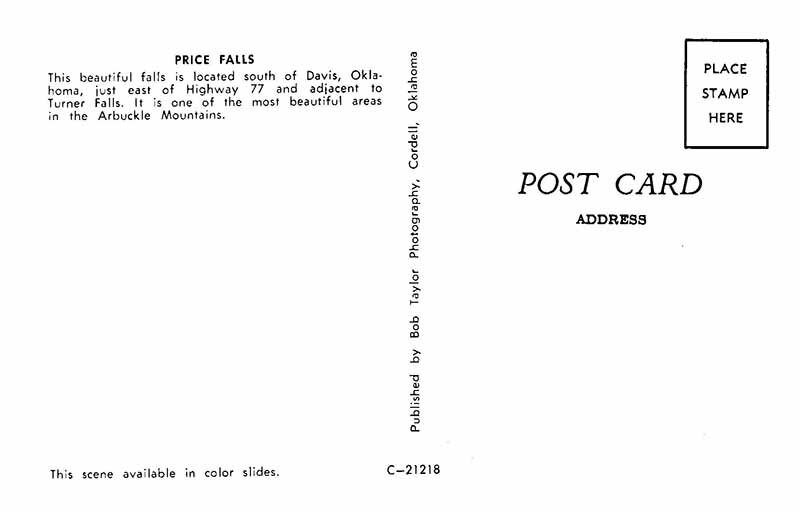 Postcard WATER SCENE Davis Oklahoma OK AU7352