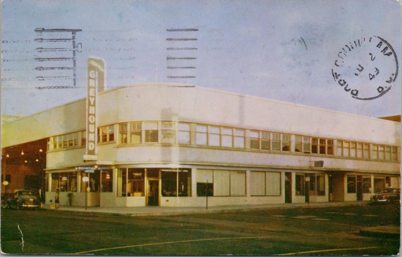 Greyhound Bus Depot Spokane WA Washington c1949 Vintage Postcard D39 