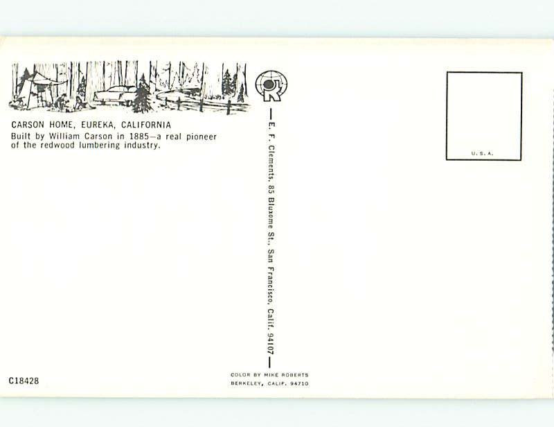 Unused Pre-1980 WILLIAM CARSON HOME Eureka California CA r9752