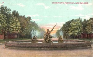 Vintage Postcard 1908 Thompson's Fountain Historic Landmark Lincoln Nebraska NB