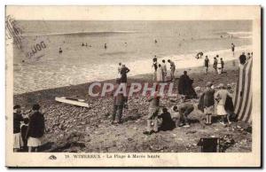 Wimereux - The Beach at high tide - Old Postcard