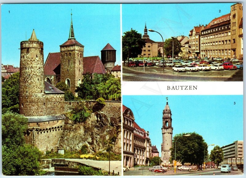 c1970s Bautzen, Germany Greetings Multi View Reich Tower Cars 4x6 PC Budysin M5