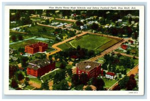 Aerial View Three High Schools Zebra Football Field Pine Bluffs AR Postcard