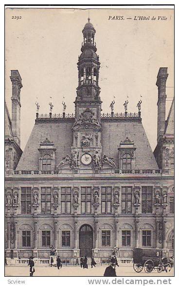 L'Hotel De Ville, Paris, France, 1900-1910s