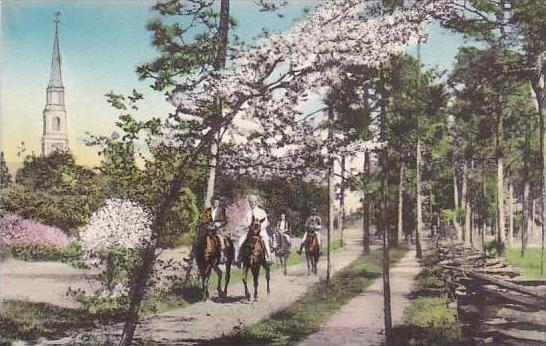 North Carolina Pinehurst Riders Near The Village Chapel Albertype