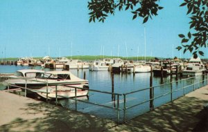 Duncan L. Clinch Yacht Harbor, Traverse City, Mich. Boats Docked Postcard Chrome