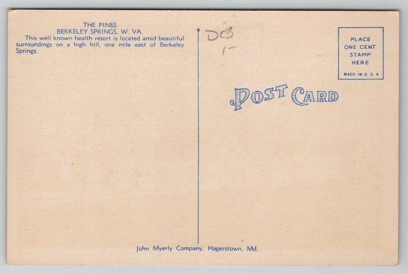 Berkeley Springs WV The Pines At Night West Virginia Postcard E38