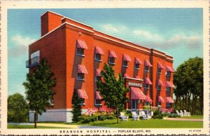 Linen Postcard Brandon Hospital 1124 N. Main Street in Poplar Bluff, Missouri