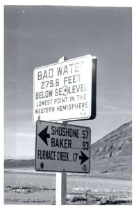 Death Valley Road Signs Shoshone Baker Bad Water 1940 RPPC Postcard Repro