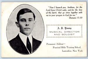 c1910's A R Young Musical Director And Soloist Bible Training School Postcard
