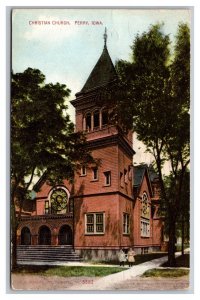 Perry Iowa Christian Church Postcard c1909 Postmark