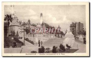 Marseille - Monumental Staircase Train Station - Old Postcard