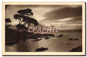 Old Postcard Ile St Honorat A sunset seen Lerins