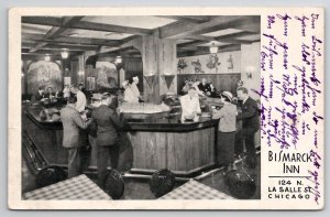 Chicago IL Bismarck Inn Interior View of Bar c1930s Postcard E26