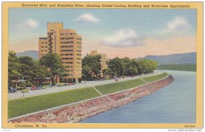 Kanawha Blvd. And Kanawha River, Showing United Carbon Building And Riverview...