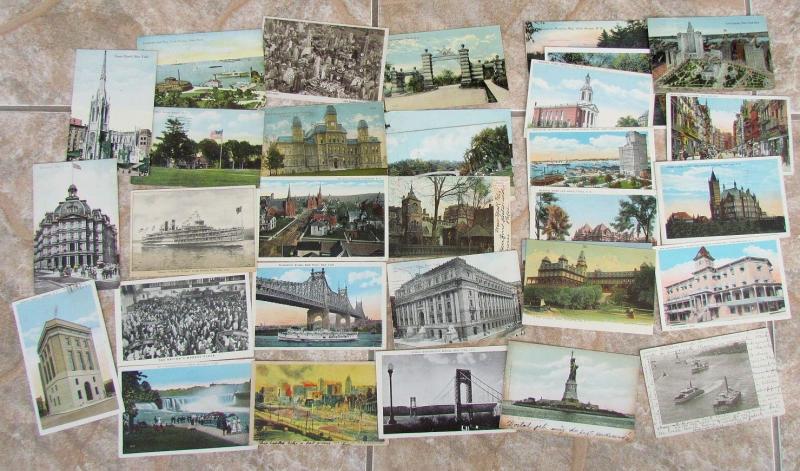 LOT OF 124 ANTIQUE & VINTAGE POSTCARDS - VIEWS OF NEW YORK