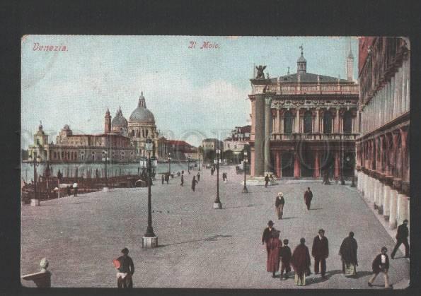 119850 Italy Venice VENEZIA Il Molo w/ LABEL Vintage RPPC