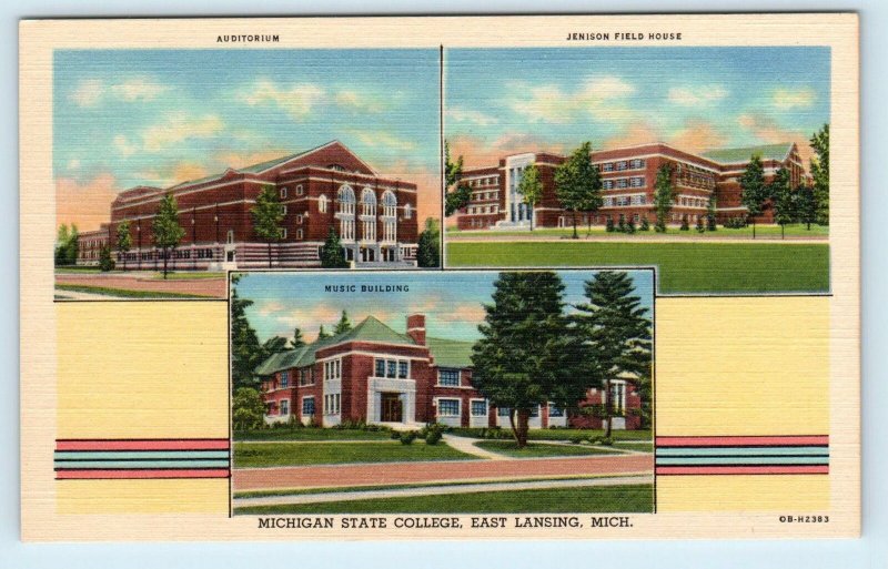 2 Postcards of EAST LANSING, MI~ MICHIGAN STATE COLLEGE-Multiview & TOWER