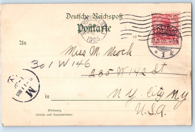 Brandenburg Germany Postcard Cottbus Ansorge's Hotel 1905 Antique Posted